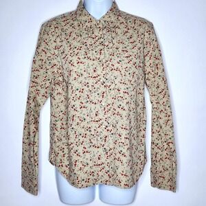 Vtg Lauren Ralph Lauren Floral Calico Pearl Snap Button Blouse Top Shirt Sz